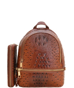 Ostrich Croc Backpack with Wallet OS1082W TAN